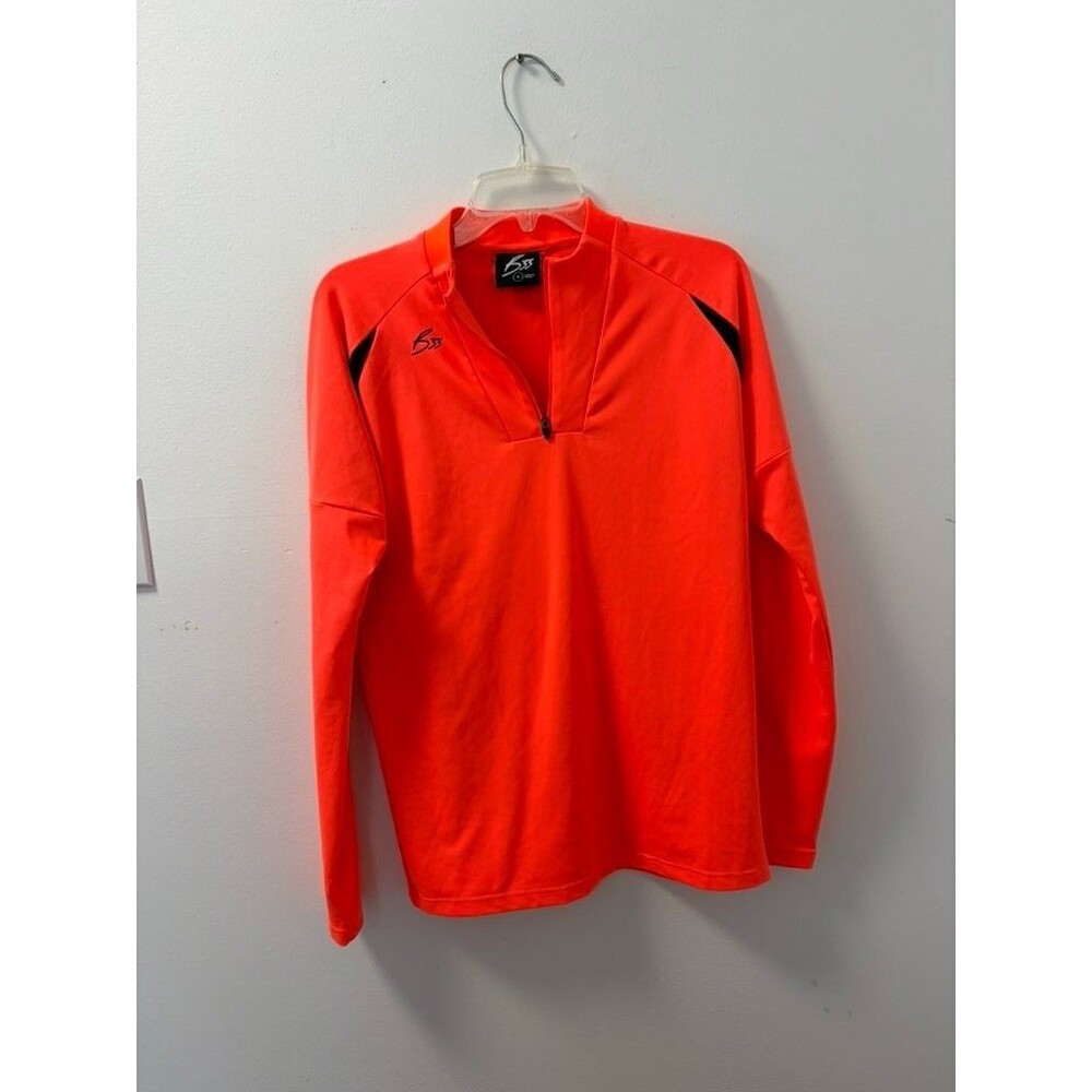 Bee Inspired BI2736 Mens S Orange Sweatshirt 1/4 Zip Closure
